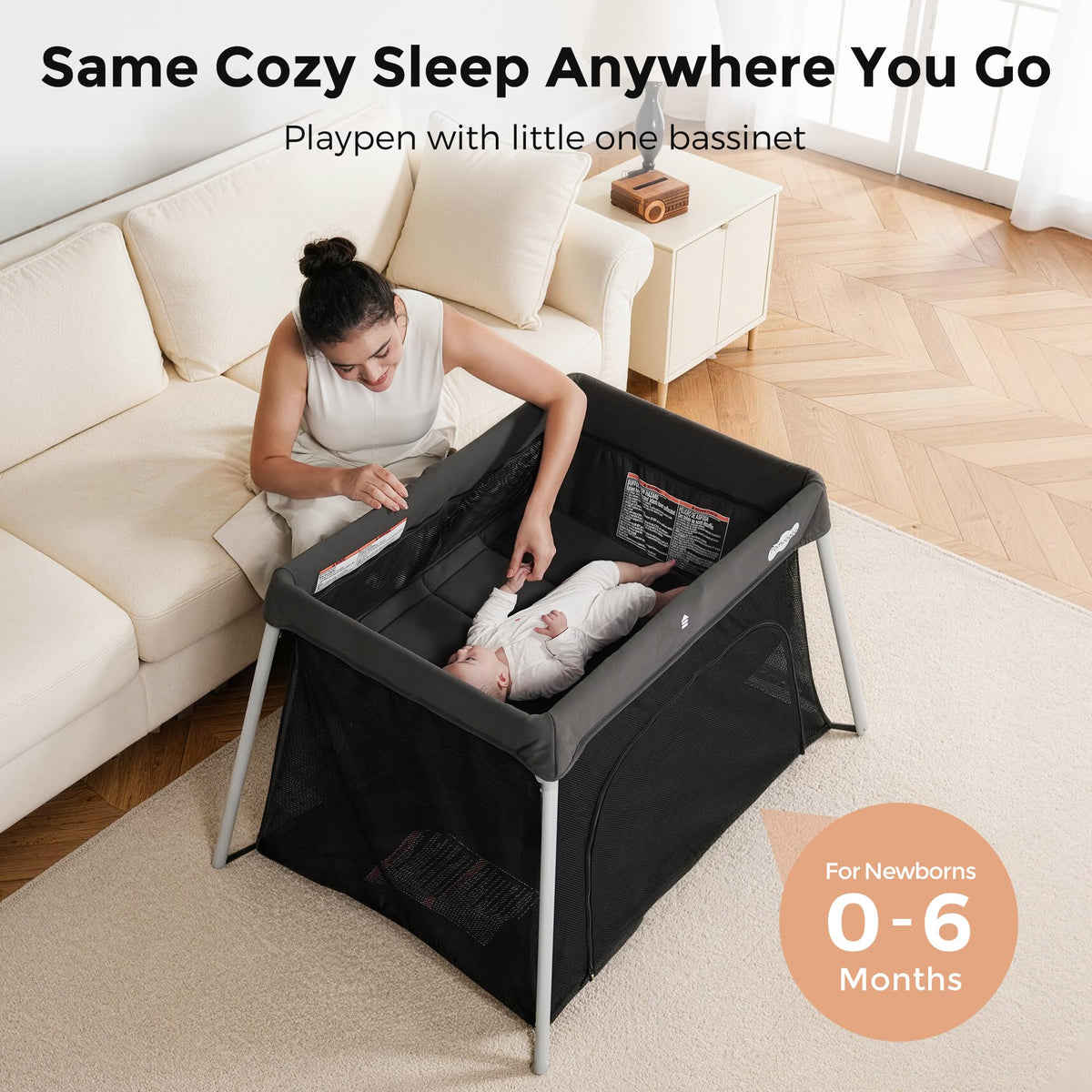 Foldable Portable Playpen with Mattress Y640442