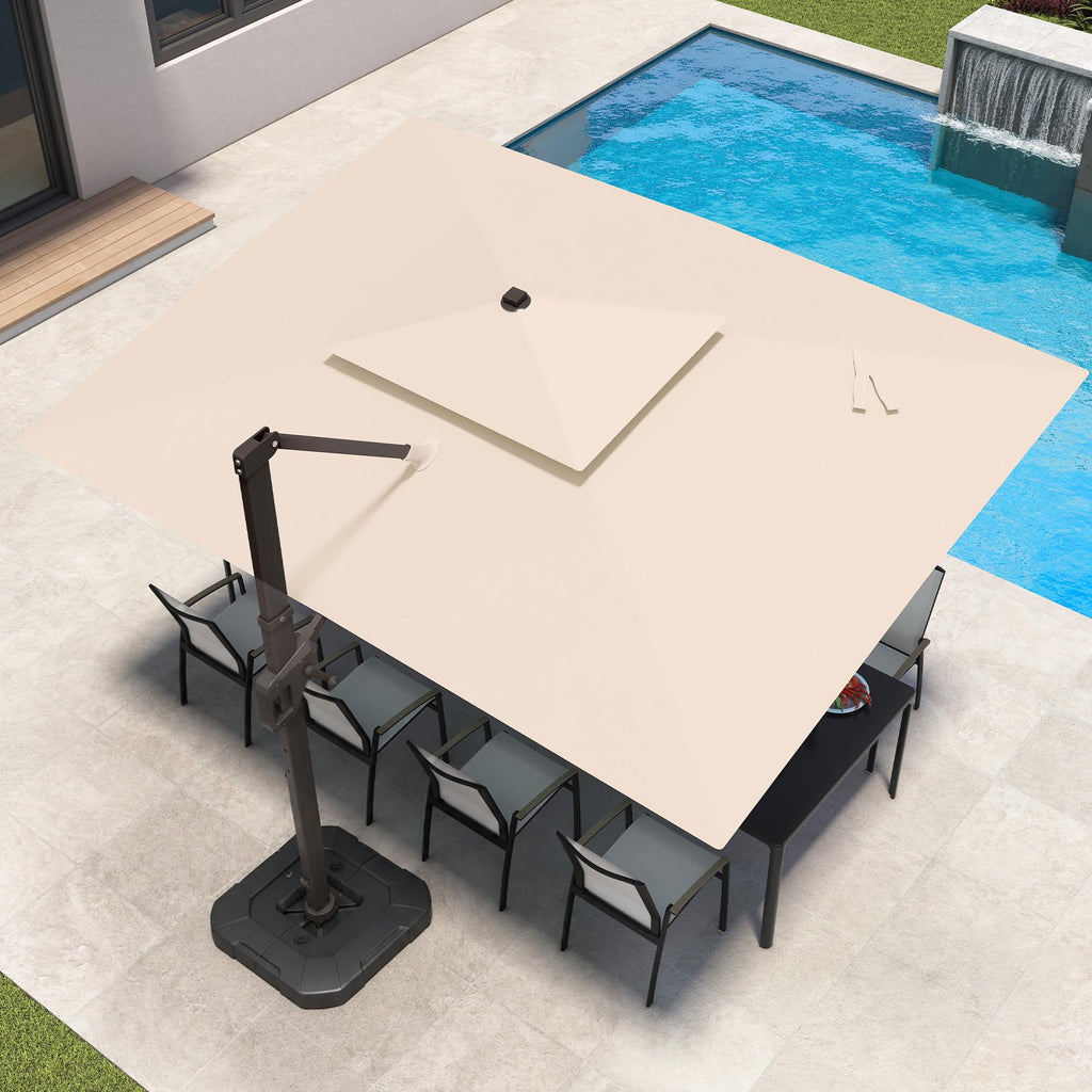 9x12 FT Patio Cantilever Umbrella with Base and LED Lights Q537705