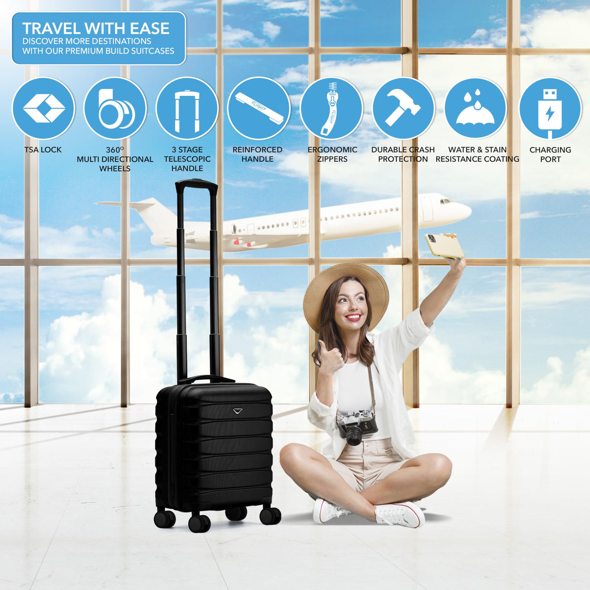 18x14x8" Hardside Carry On Suitcase with TSA Lock & USB Port R27395