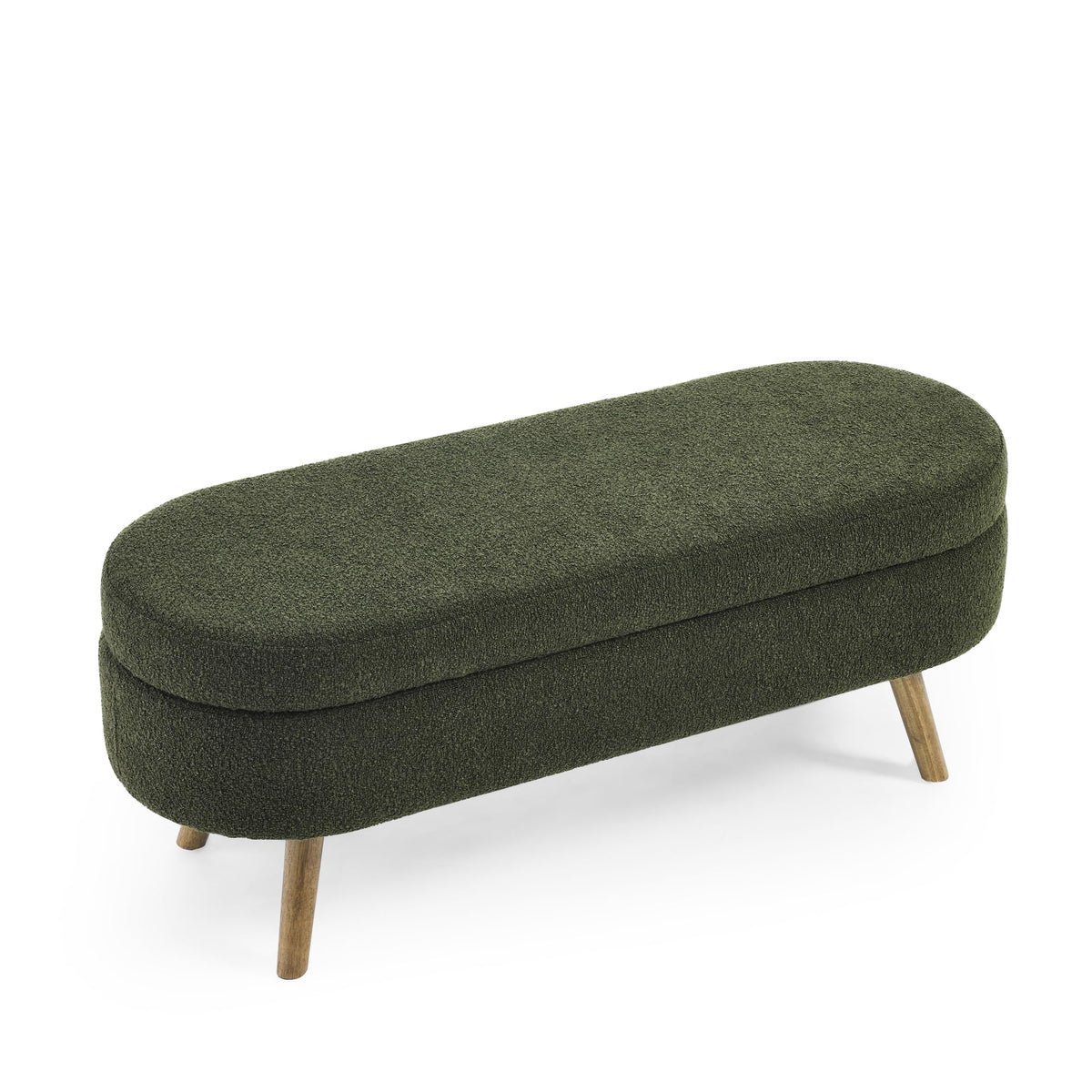 Oval Storage Bench with Rubber Wood Legs Green C58846
