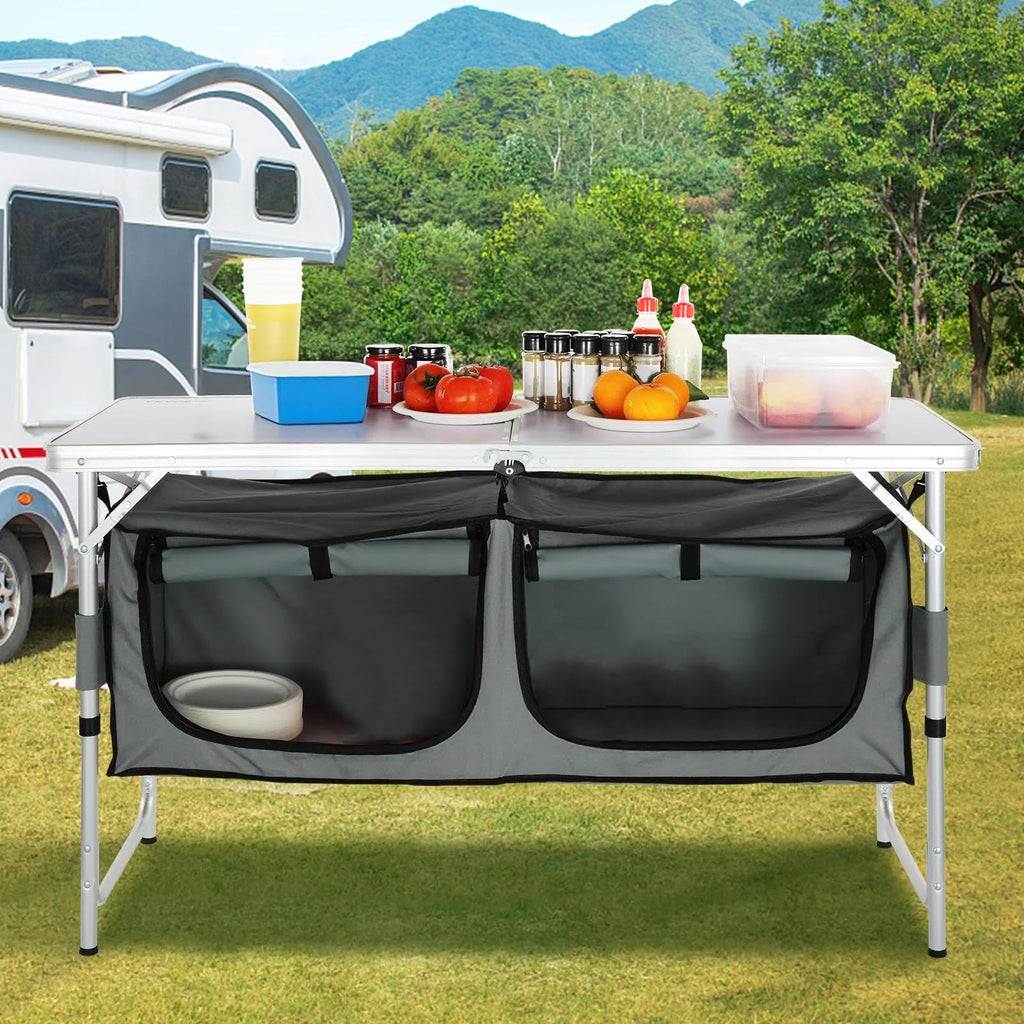 Folding Camping Cooking Table with Storage Organizer K7614