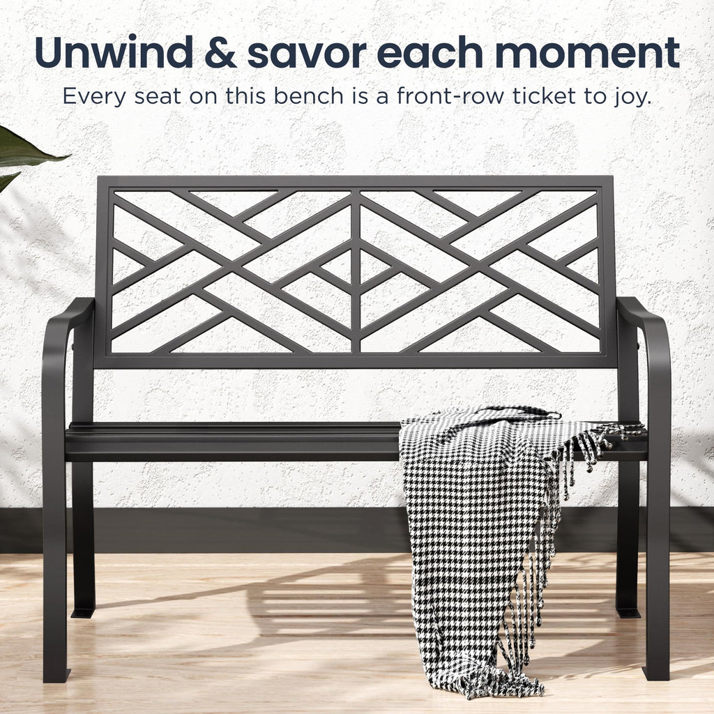 Black 43 Inches Outdoor Garden Bench P9272