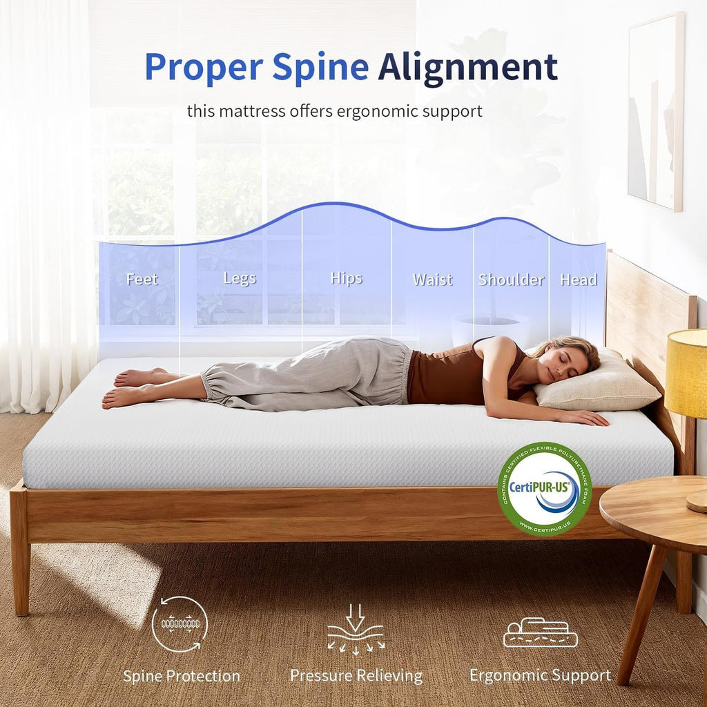 5 Inch Twin Size White Gel Memory Foam I524