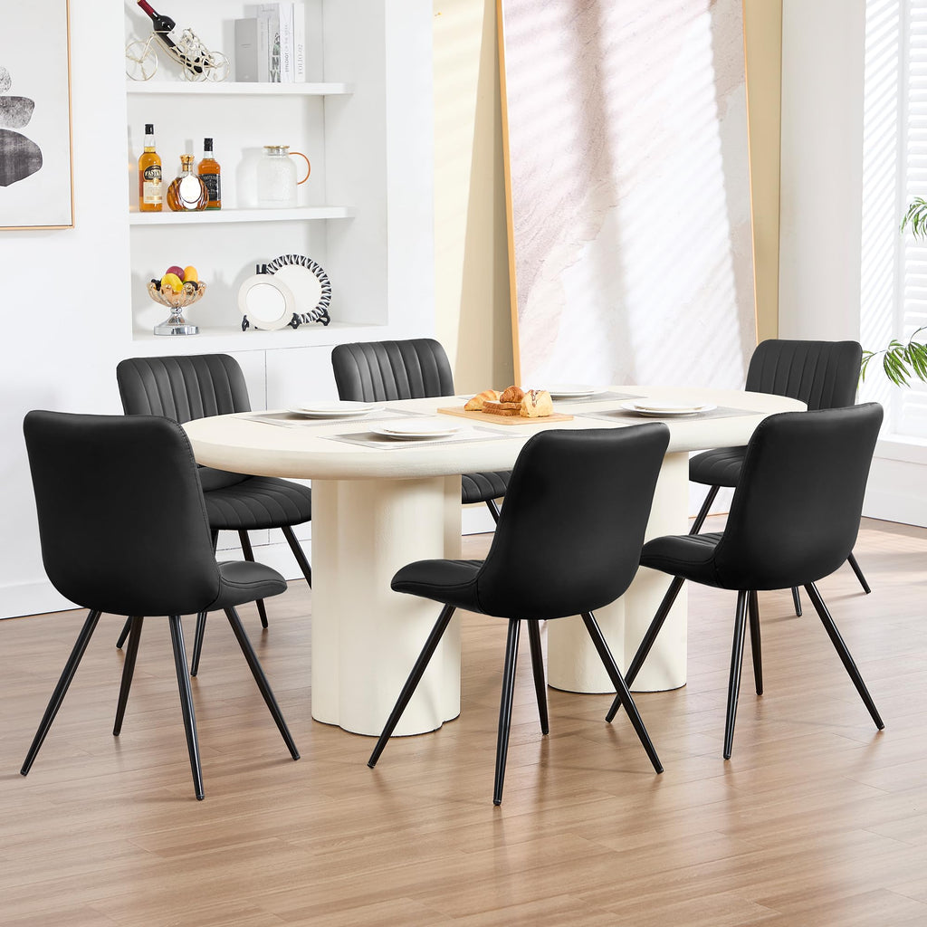 Black Dining Chairs Set of 4 PU Leather Metal Legs L861725