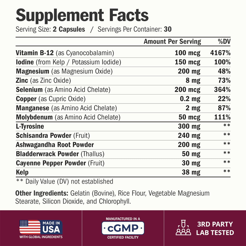 Thyroid Support with Selenium, Iodine & Zinc, 60 Capsules W371