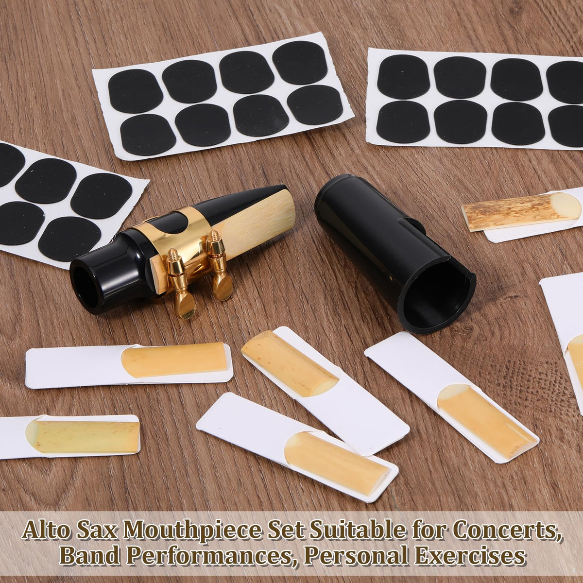 Alto Saxophone Mouthpiece Kit with Ligature, Cap, 21 Reeds, Pads and Storage Case J164