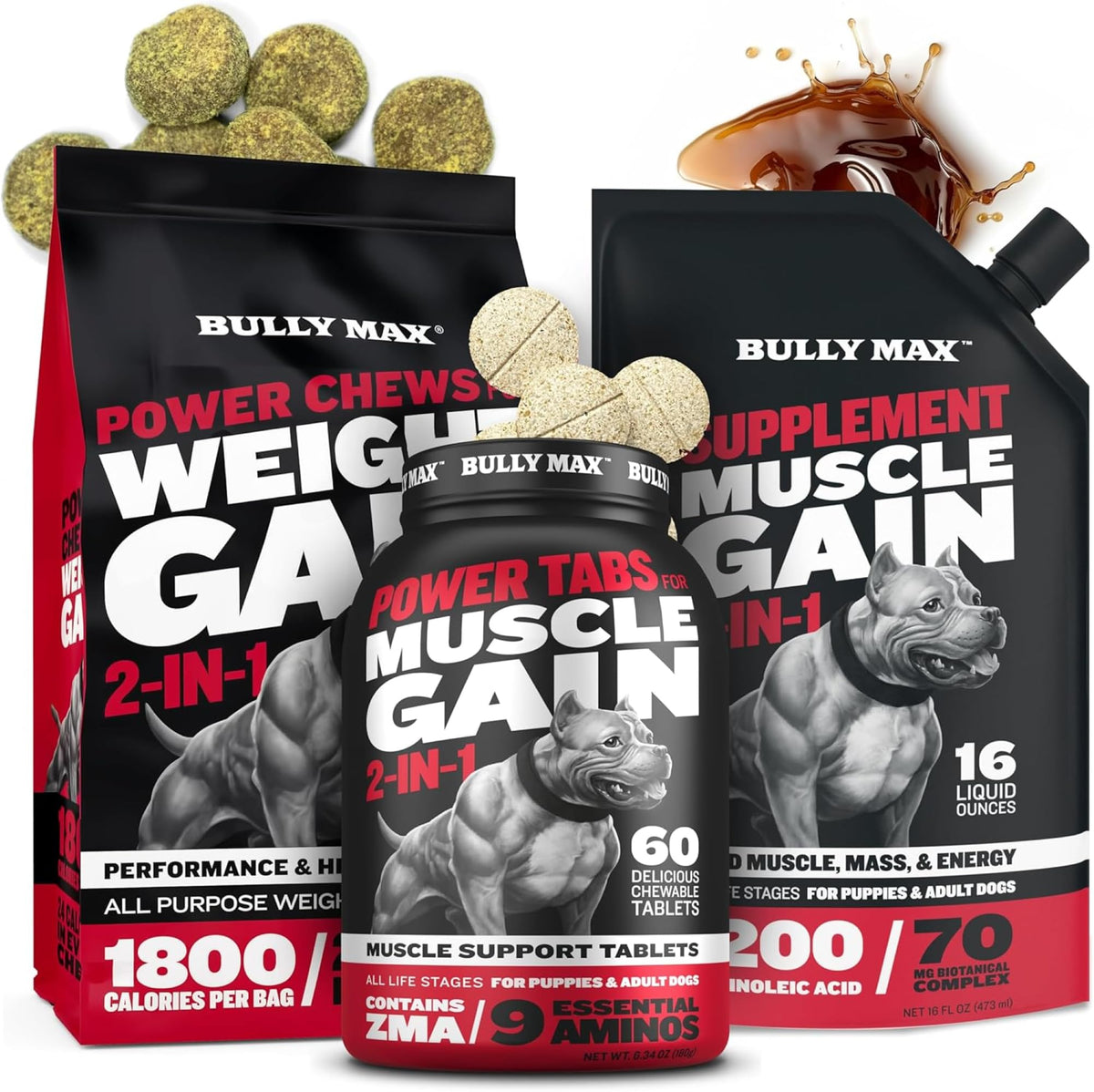 Dog Weight Gainer Chews & Muscle Builder Tablets & Liquid Muscle Builder Supplement H1981