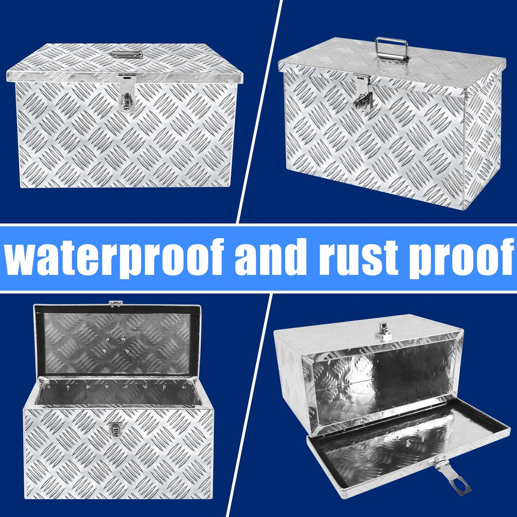 16 Inch Aluminum Waterproof Truck Bed Toolbox with Lock and Keys Y38529