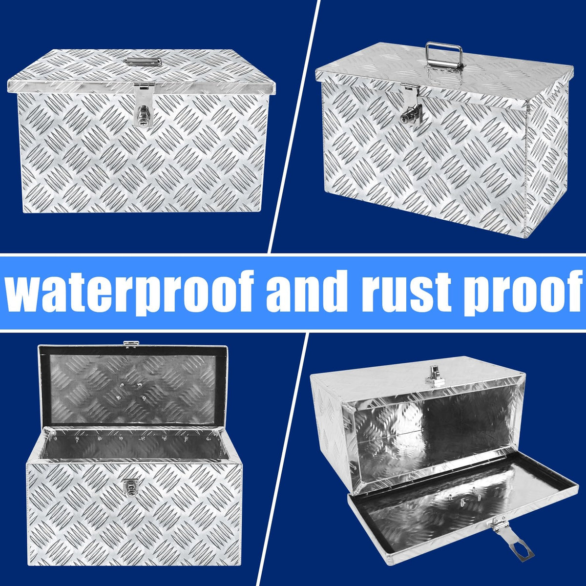 16 Inch Aluminum Waterproof Truck Bed Toolbox with Lock and Keys Y38529