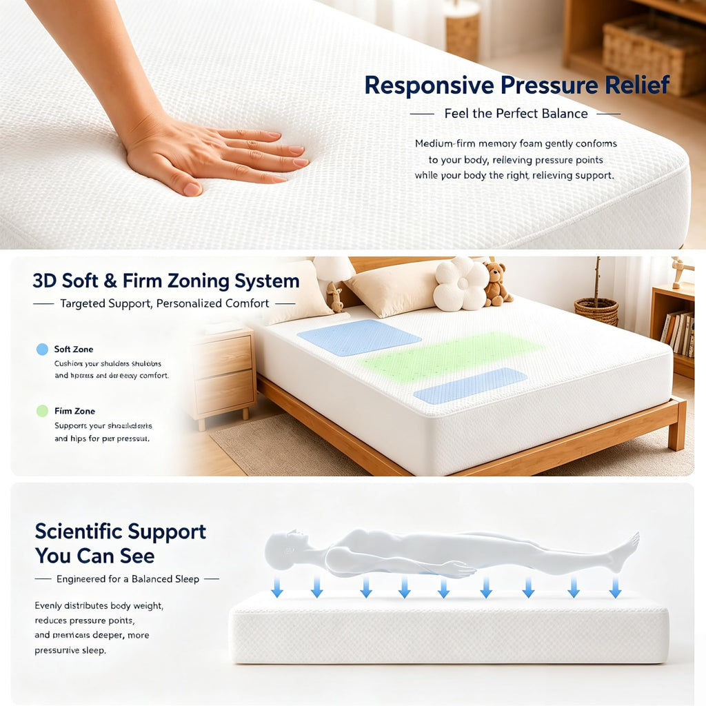 5 Inch Twin Size White Gel Memory Foam I524