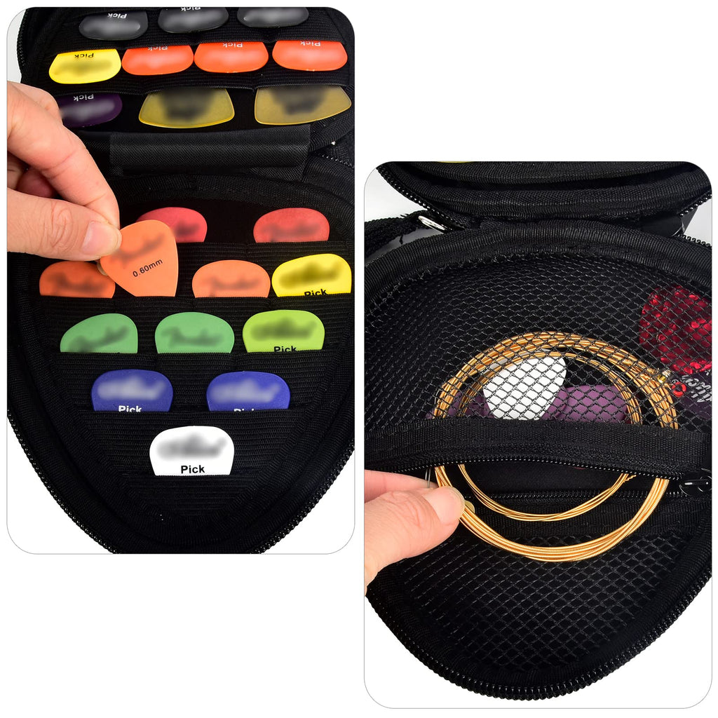 Black Guitar Pick Case with Mesh Pocket H529