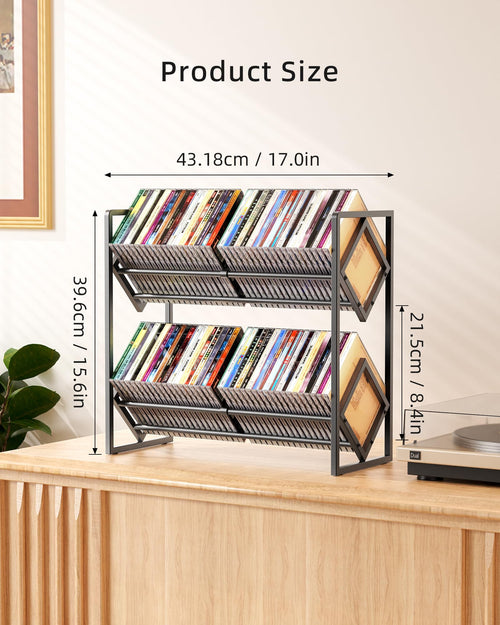 2-Tier Metal CD Storage Shelf with Adjustable Divider W749