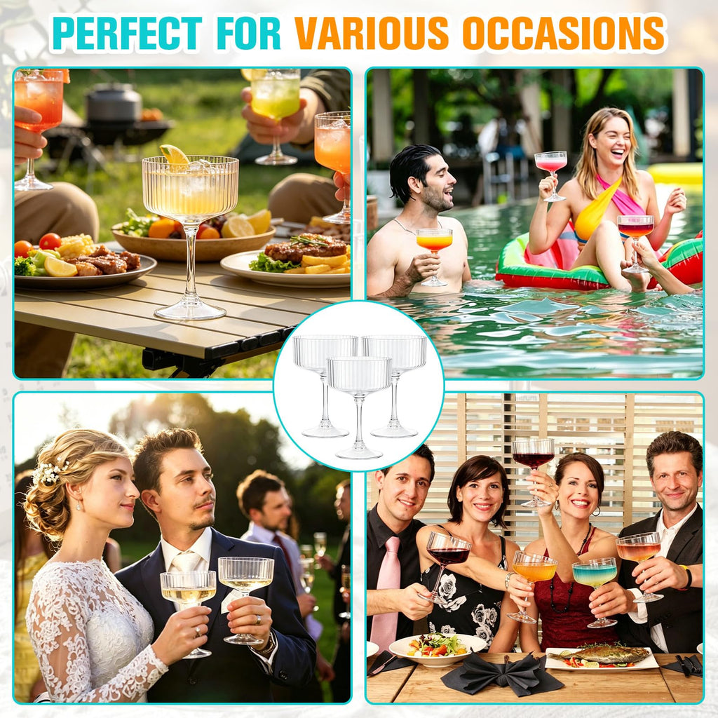 12 Pcs 10oz Plastic Martini Glasses W115
