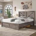Gray Full Size Bed Frame with Barn Door Headboard B6539