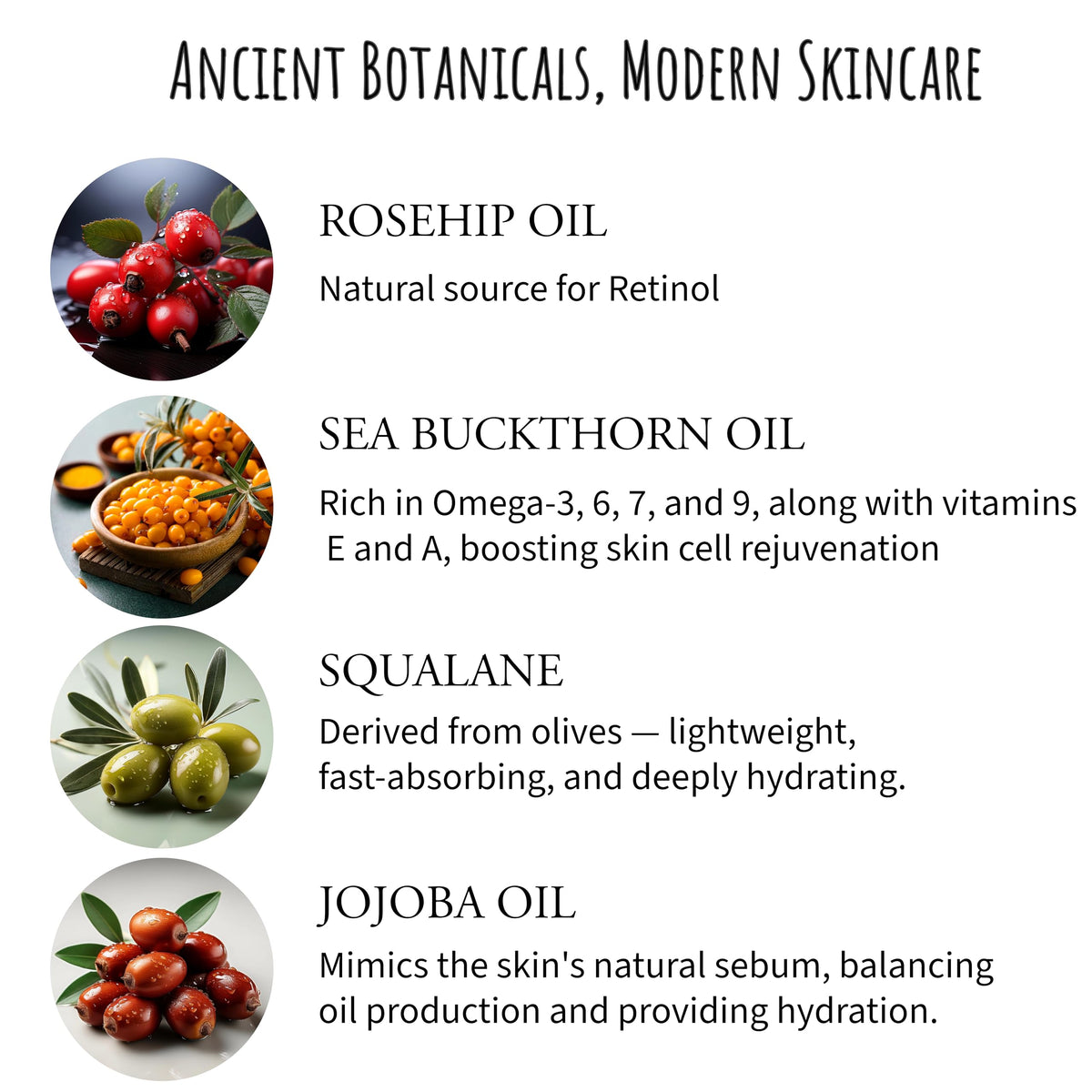 Organic Anti Aging Facial Oil with Sea Buckthorn, Jojoba, Squalane & Lavender 1oz X983