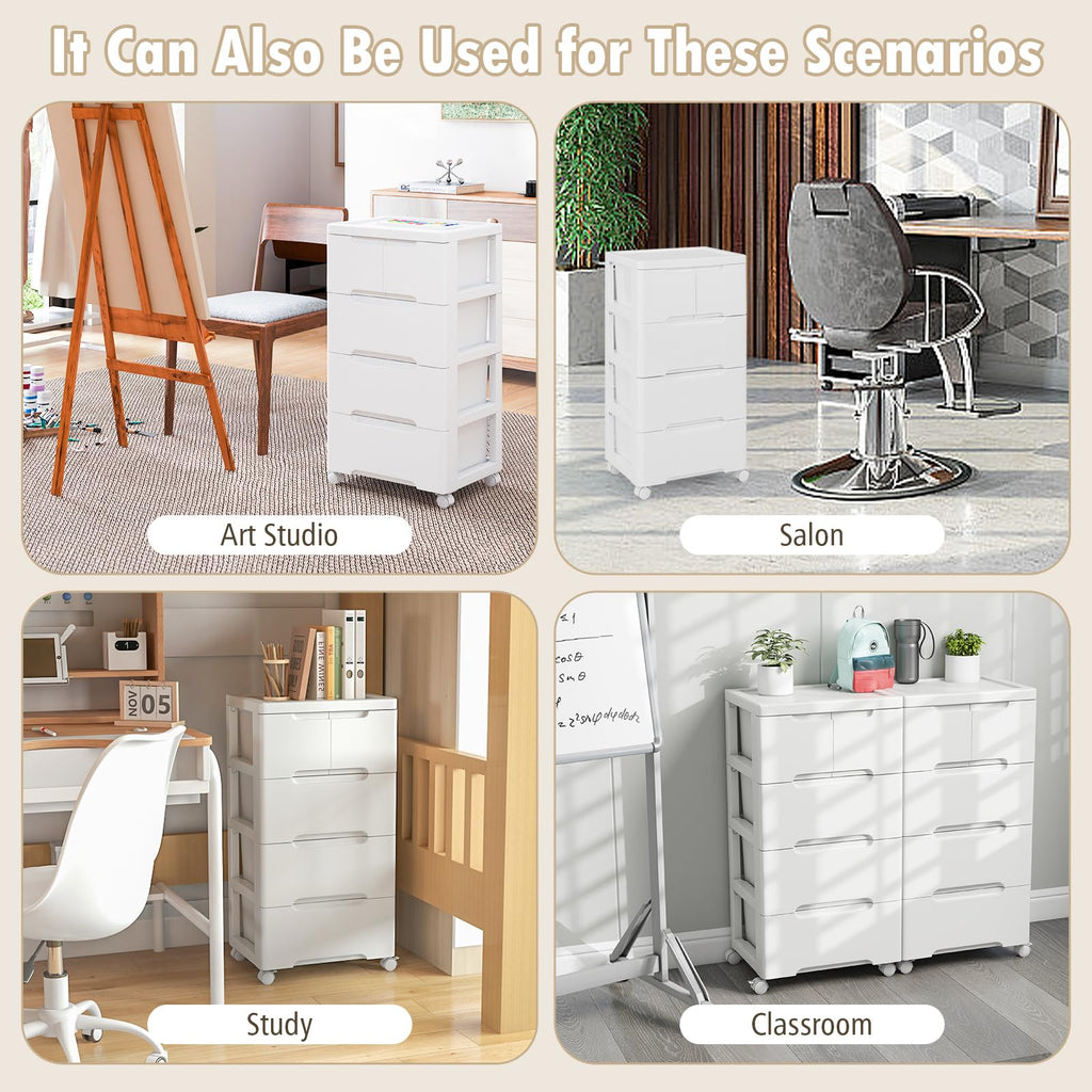 White 5 Drawer Rolling Plastic Storage Cart R984