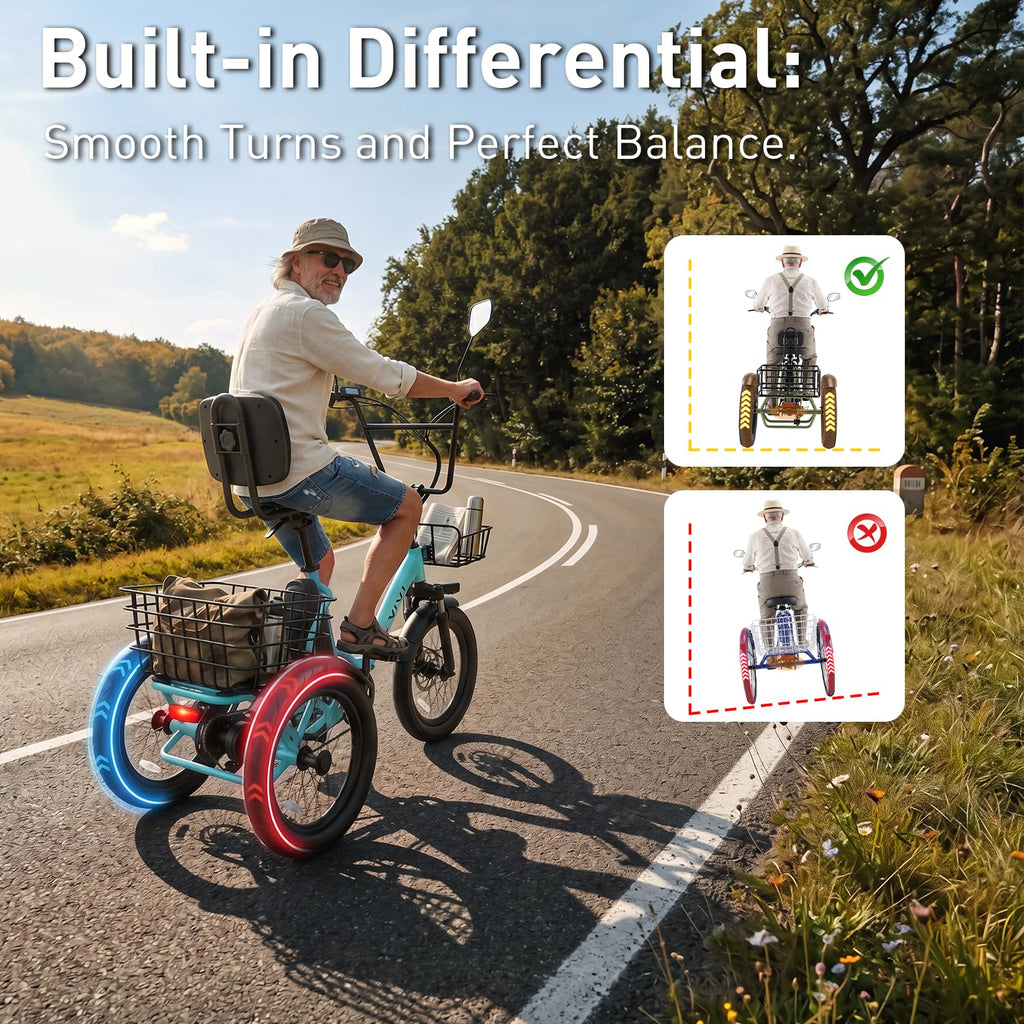 Folding Electric Tricycle 1000W 48V 18" Tire D17126