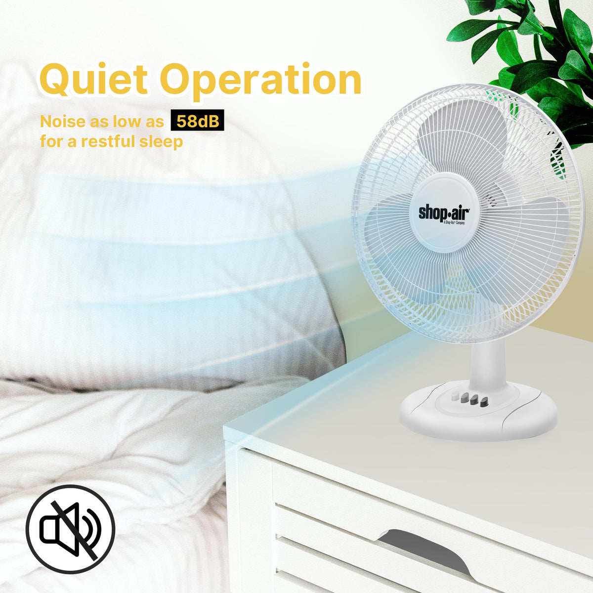 16" Oscillating Table Fan, 3 Speeds, White P953