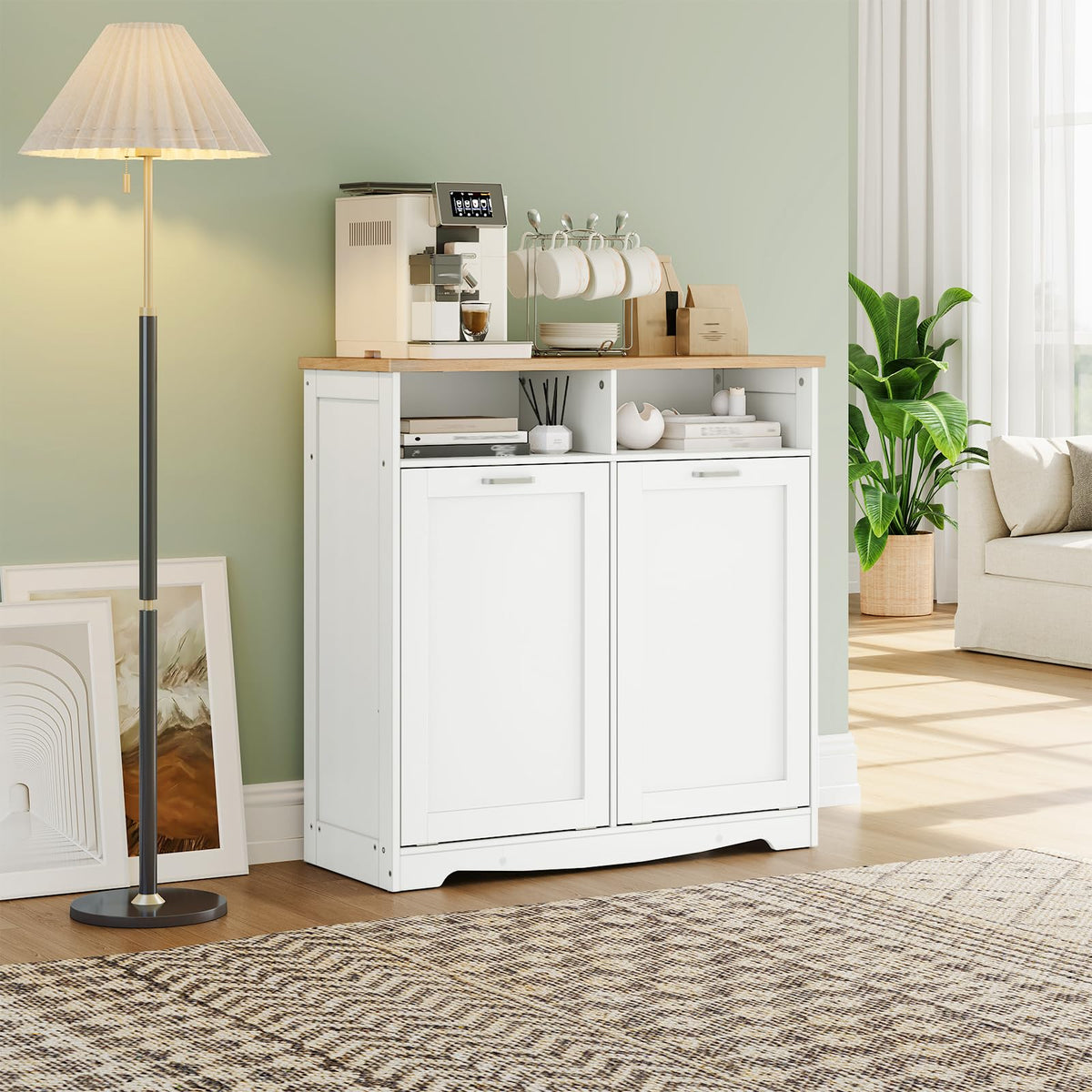 White Double Tilt Out Trash Can Cabinet T897