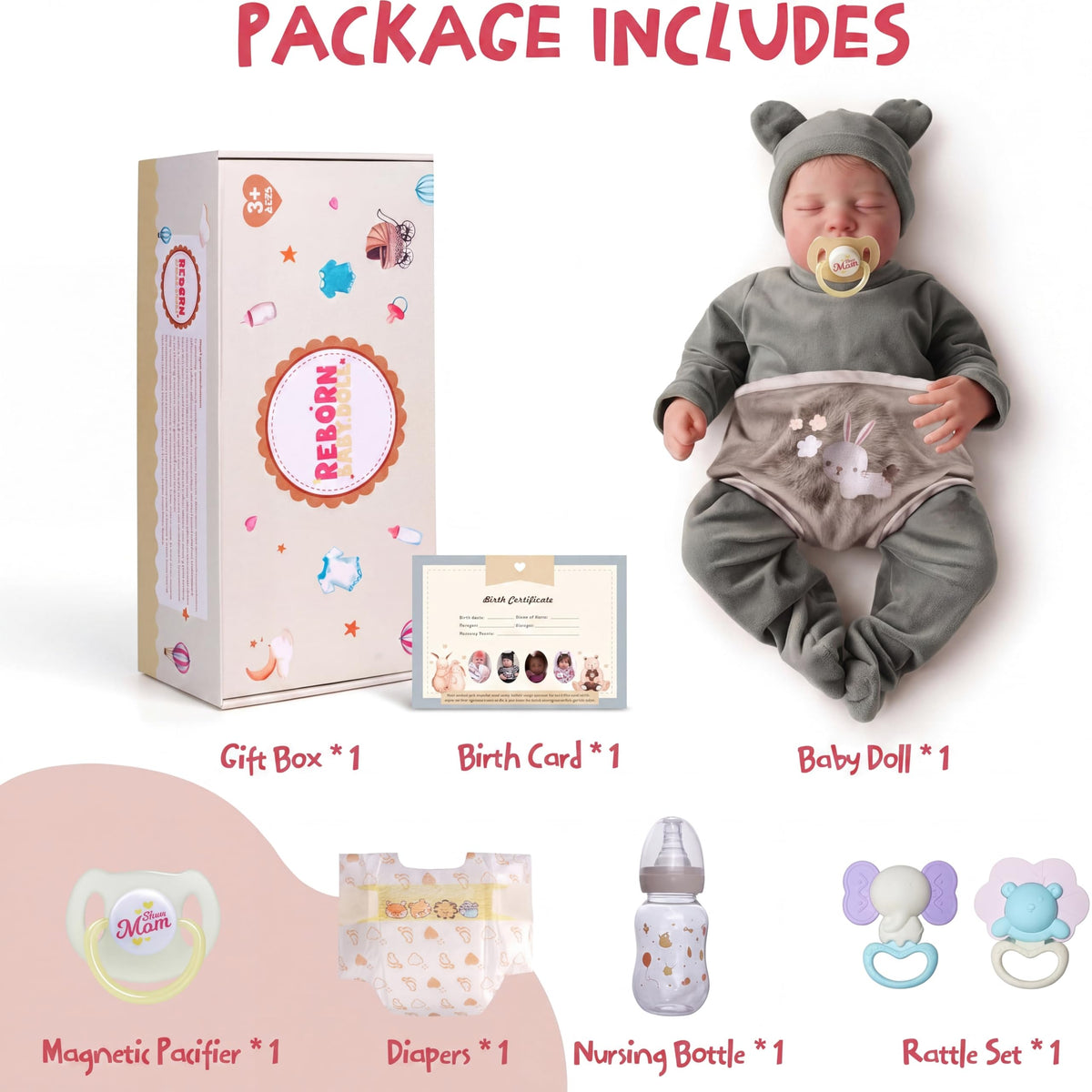 20 Inch Realistic Newborn Baby Doll with Poseable Body D4211