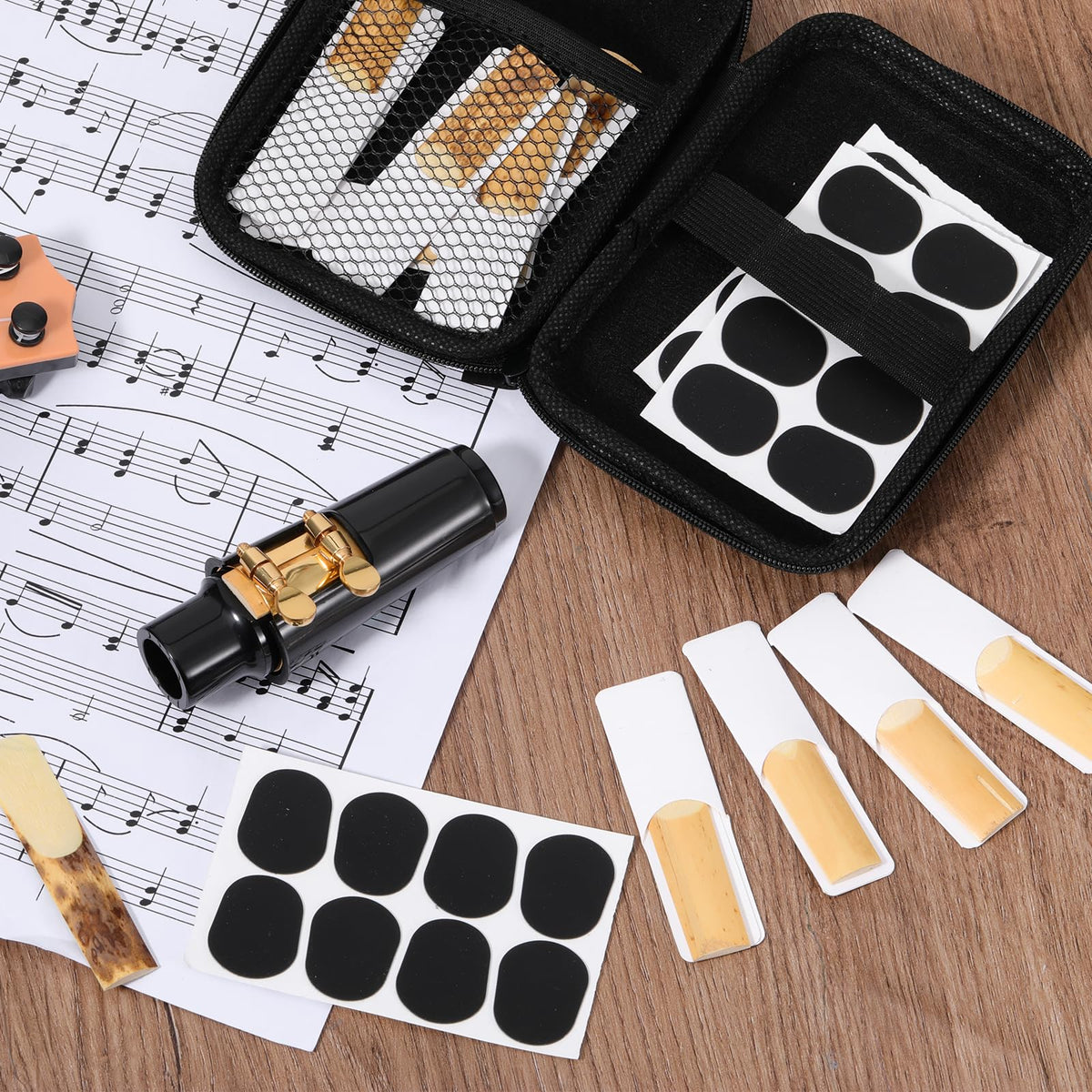 Alto Saxophone Mouthpiece Kit with Ligature, Cap, 21 Reeds, Pads and Storage Case J164