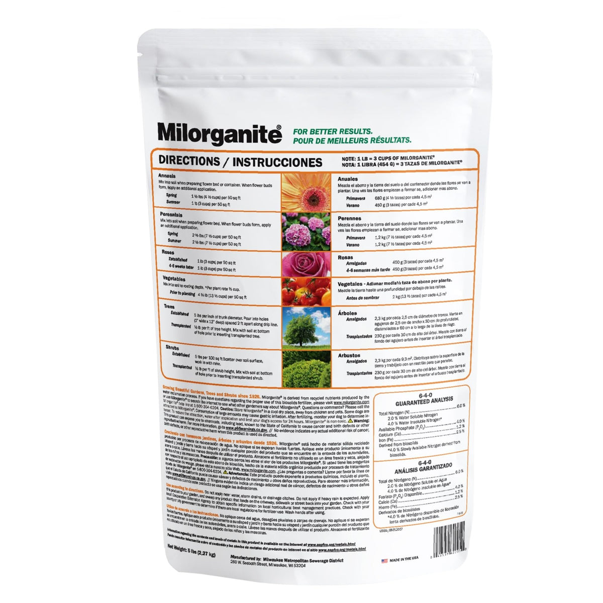 Slow-Release Nitrogen 6-4-0 Fertilizer, 5 Pound Bag (Pack of 4) N33718