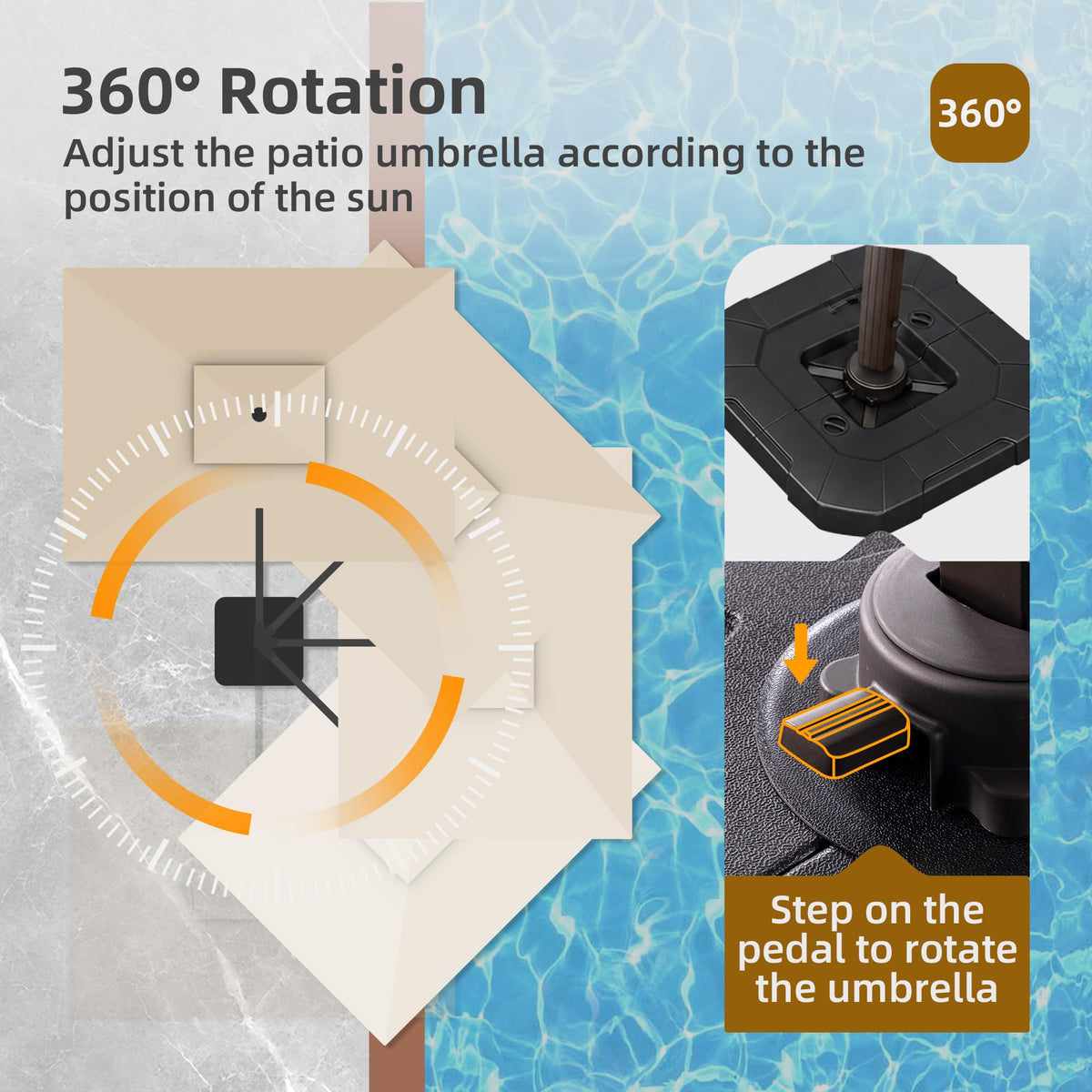 9x12 FT Patio Cantilever Umbrella with Base and LED Lights Q537705