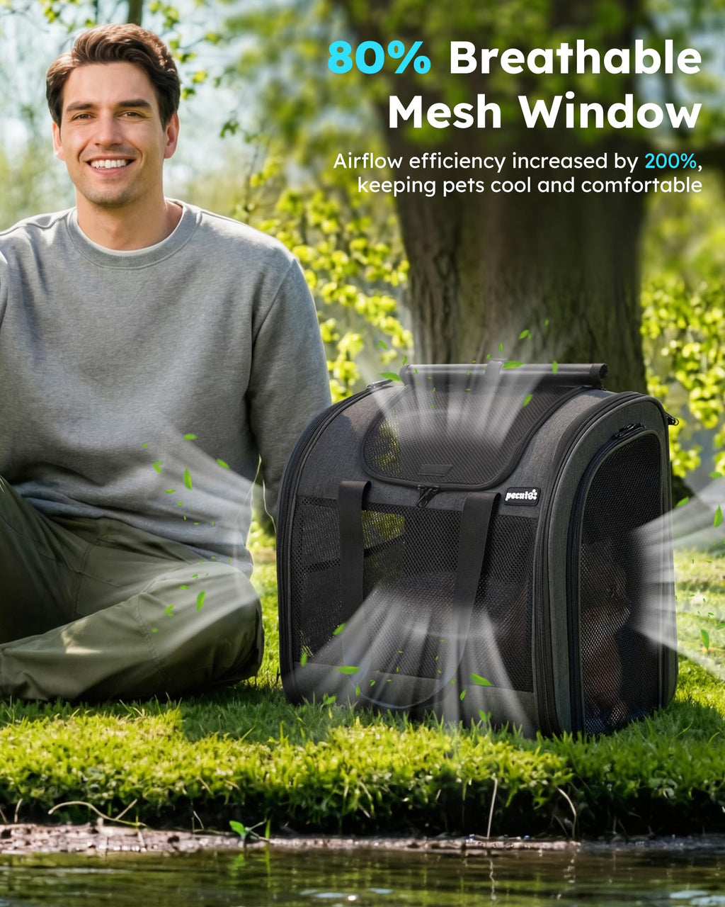 Dark Grey Cat Backpack with Breathable Mesh V27228
