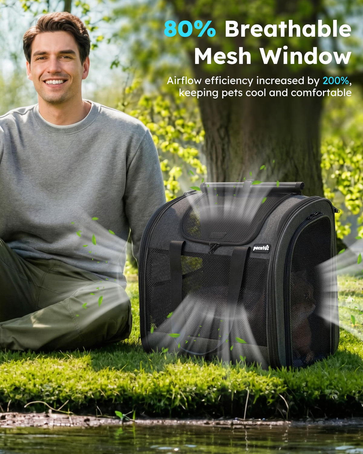 Dark Grey Cat Backpack with Breathable Mesh V27228