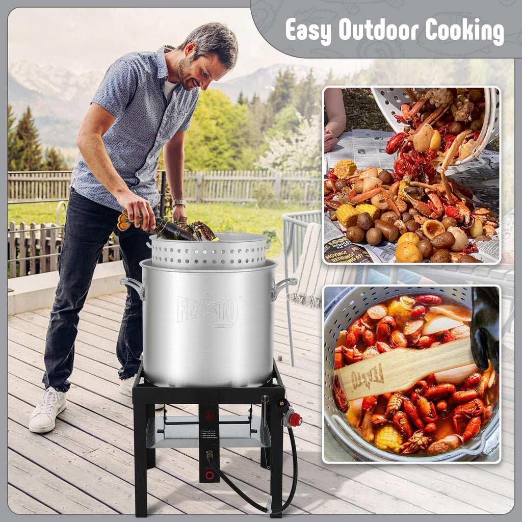 60QT Seafood Boil Pot with Basket and Burner M24121