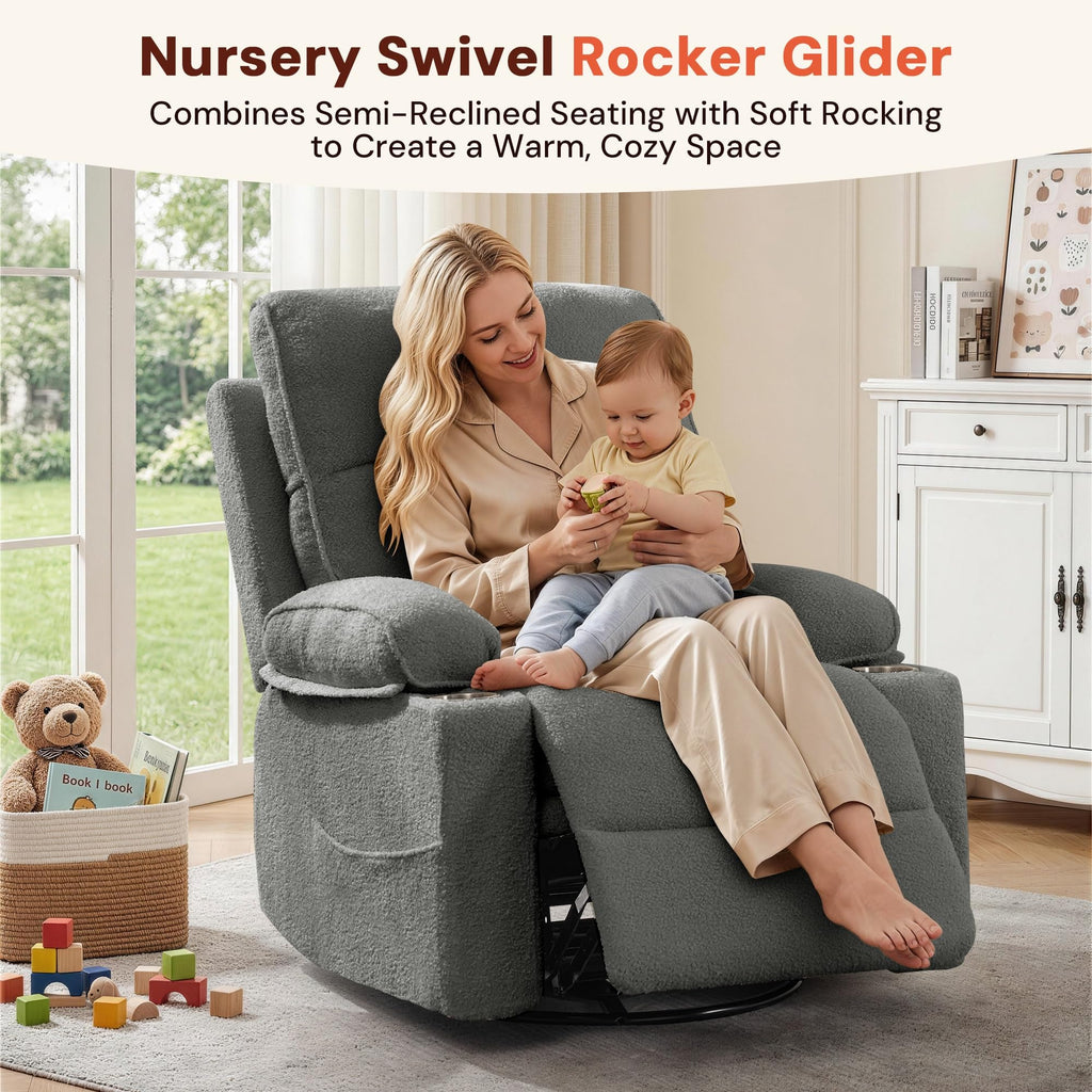 360° Swivel Rocker Recliner Chair with Cup Holders X241