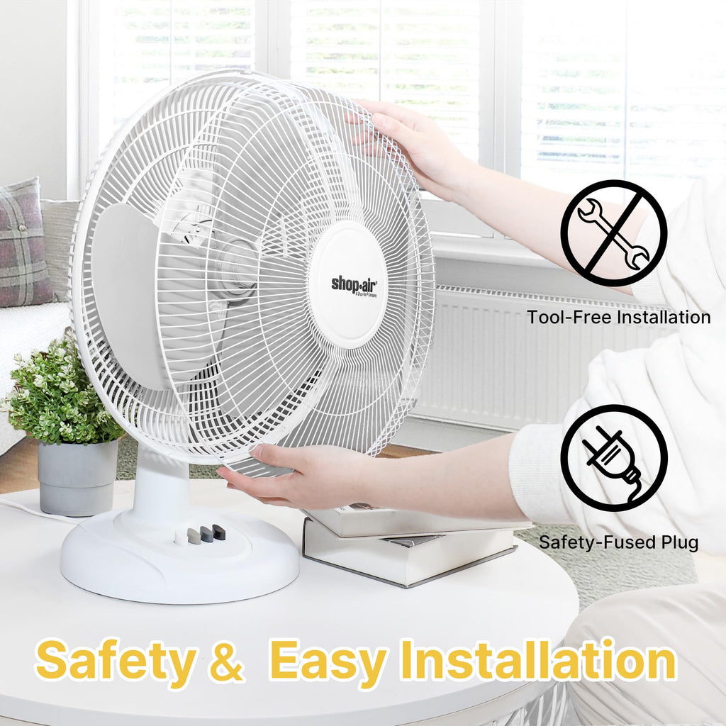 16" Oscillating Table Fan, 3 Speeds, White P953