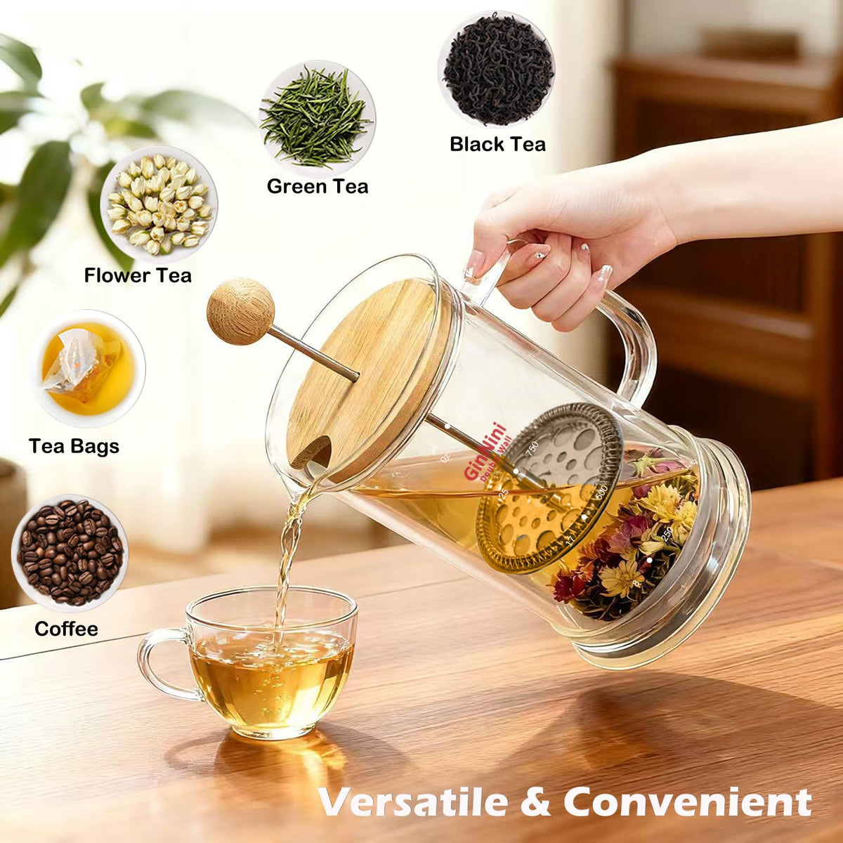 34oz Double-Wall Glass French Press L97103