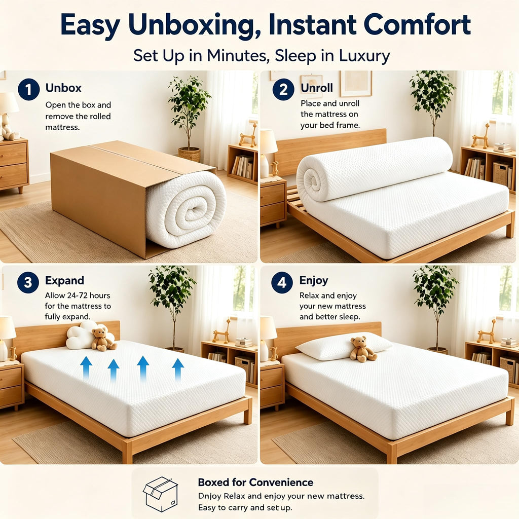 5 Inch Twin Size White Gel Memory Foam I524