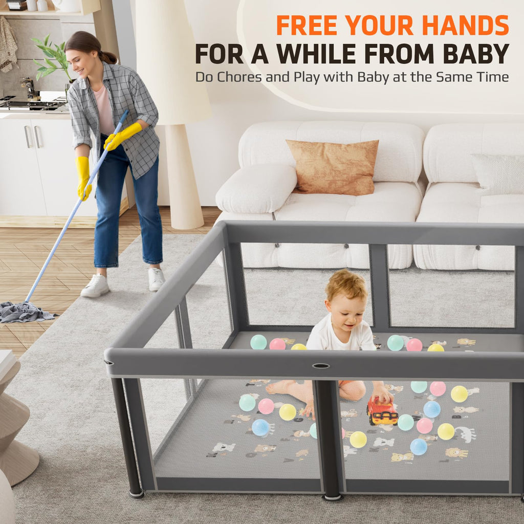 Foldable Baby Playpen with Mat and Travel Pack T408