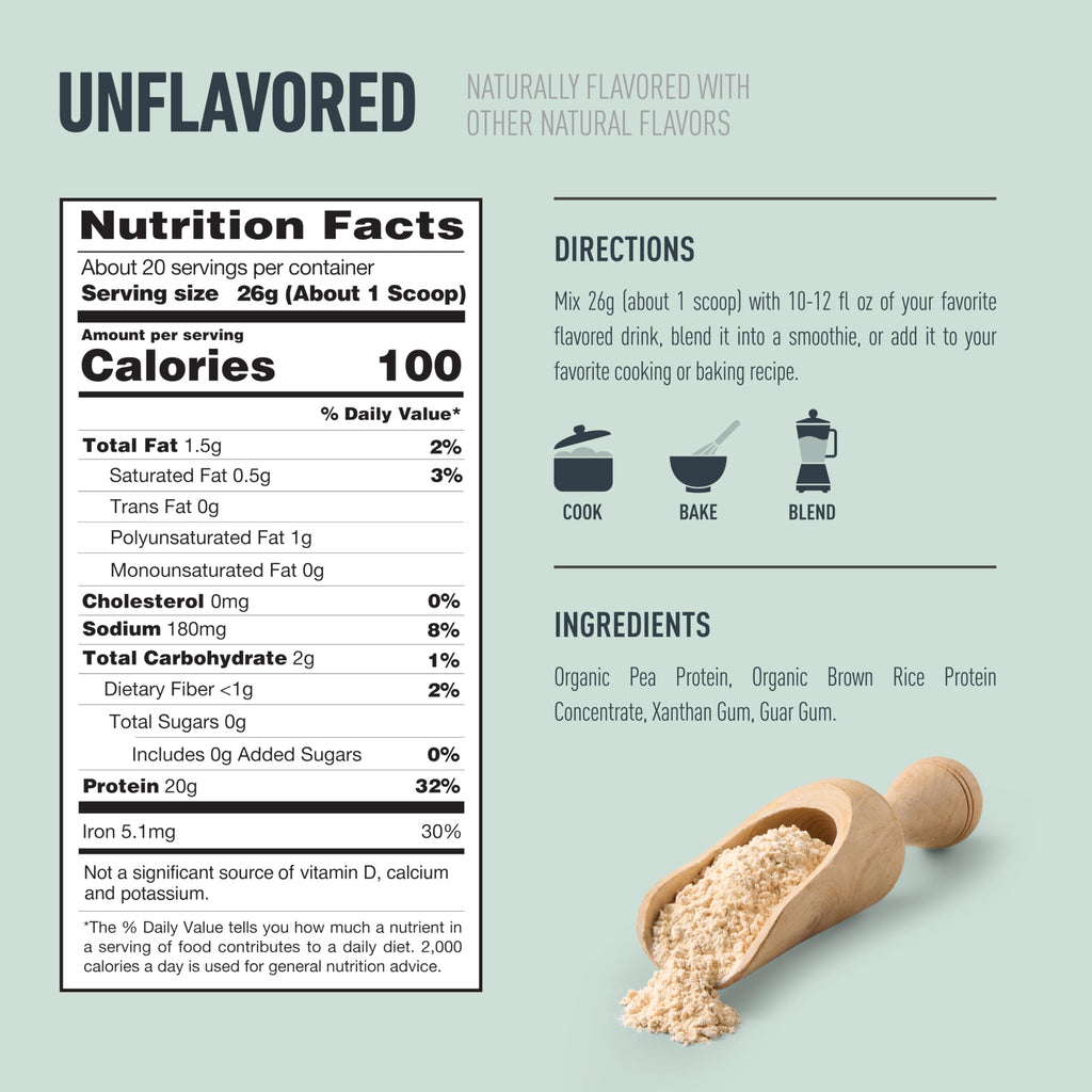 Plant-Based Protein Powder 20g Pea and Rice Protein Unflavored 20 Servings R299