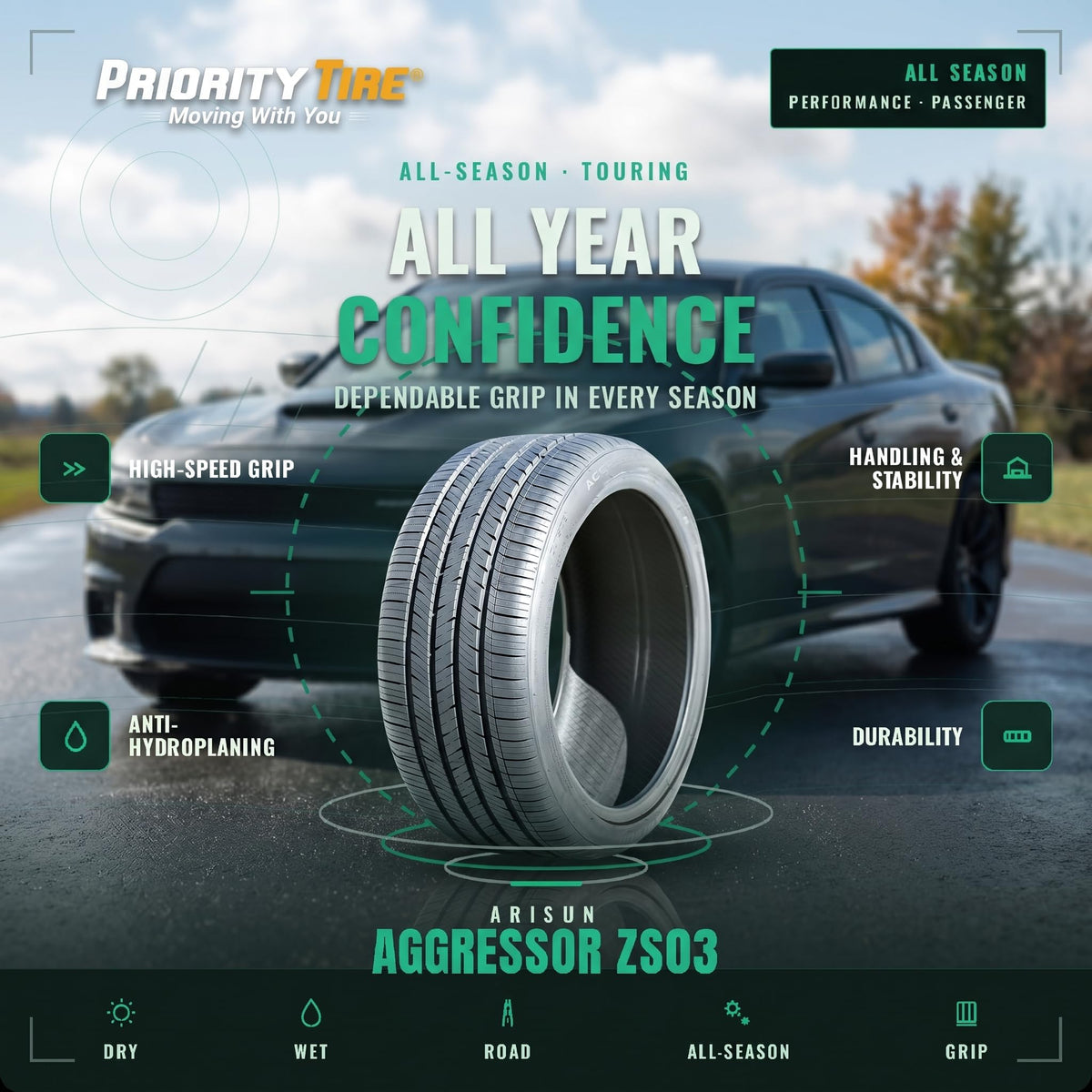 235/40ZR18 95W XL All Season Passenger Tire T680325