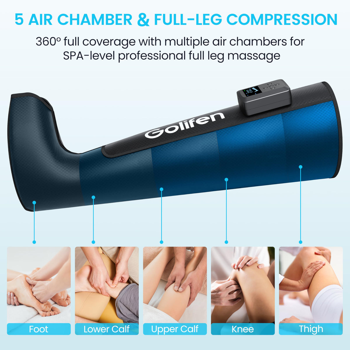 Cordless Leg Compression Massager with 5 Air Chambers U55714