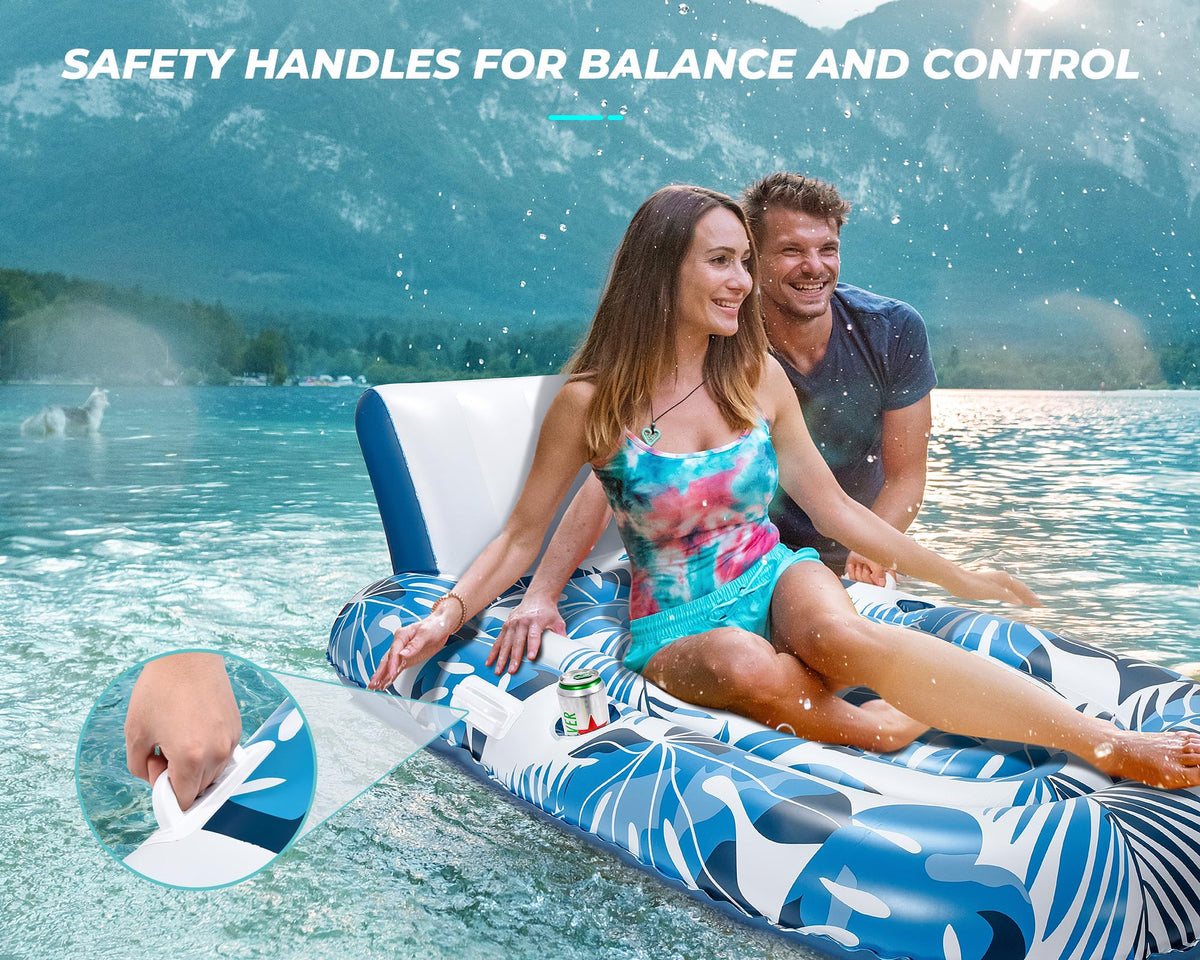 Inflatable Pool Lounger with Cupholder Backrest P1685