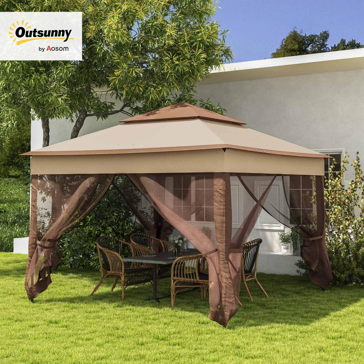 11' x 11' Pop Up Canopy with Removable Zipper Netting F1274