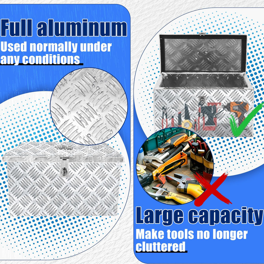 16 Inch Aluminum Waterproof Truck Bed Toolbox with Lock and Keys Y38529