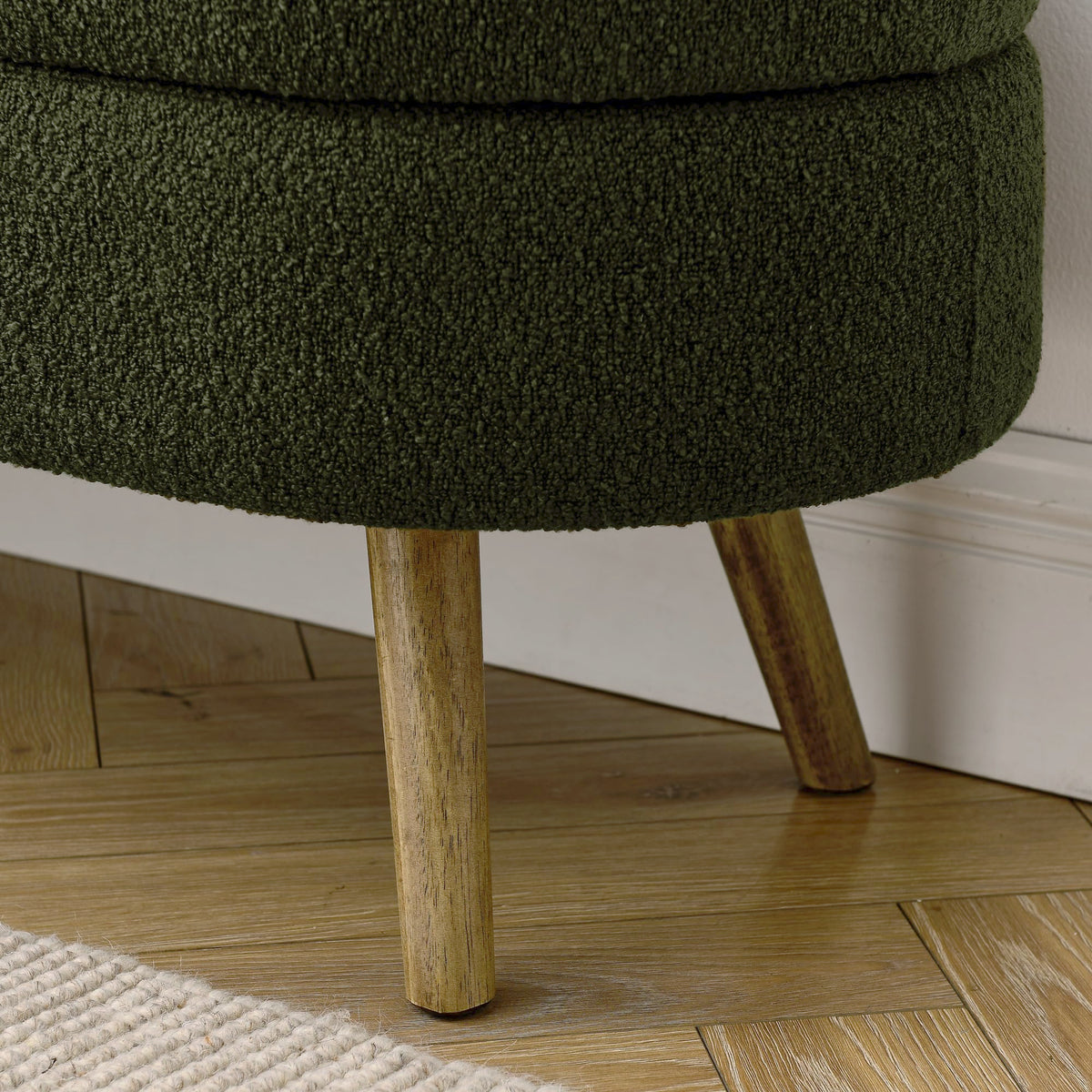 Oval Storage Bench with Rubber Wood Legs Green C58846