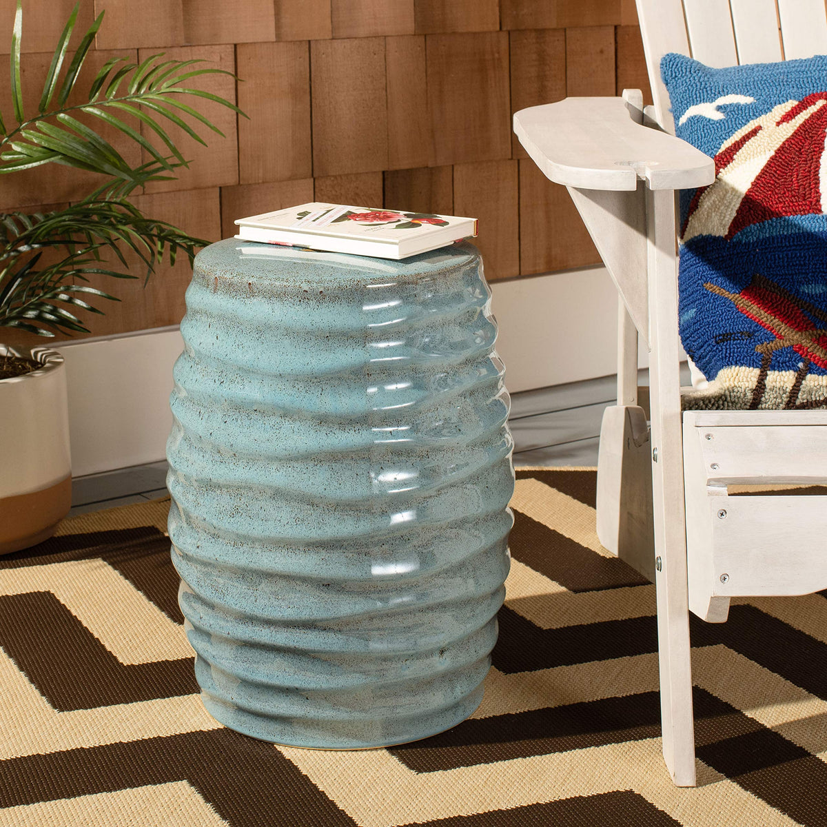 Blue Ceramic Garden Stool C296241