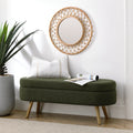 Oval Storage Bench with Rubber Wood Legs Green C58846