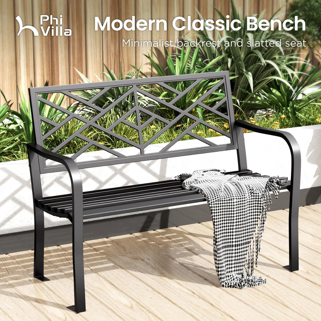 Black 43 Inches Outdoor Garden Bench P9272