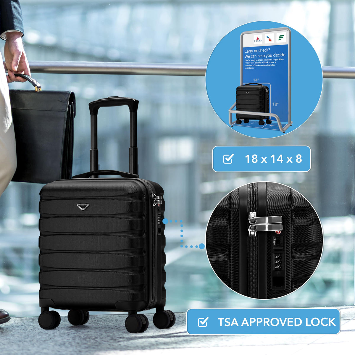 18x14x8" Hardside Carry On Suitcase with TSA Lock & USB Port R27395