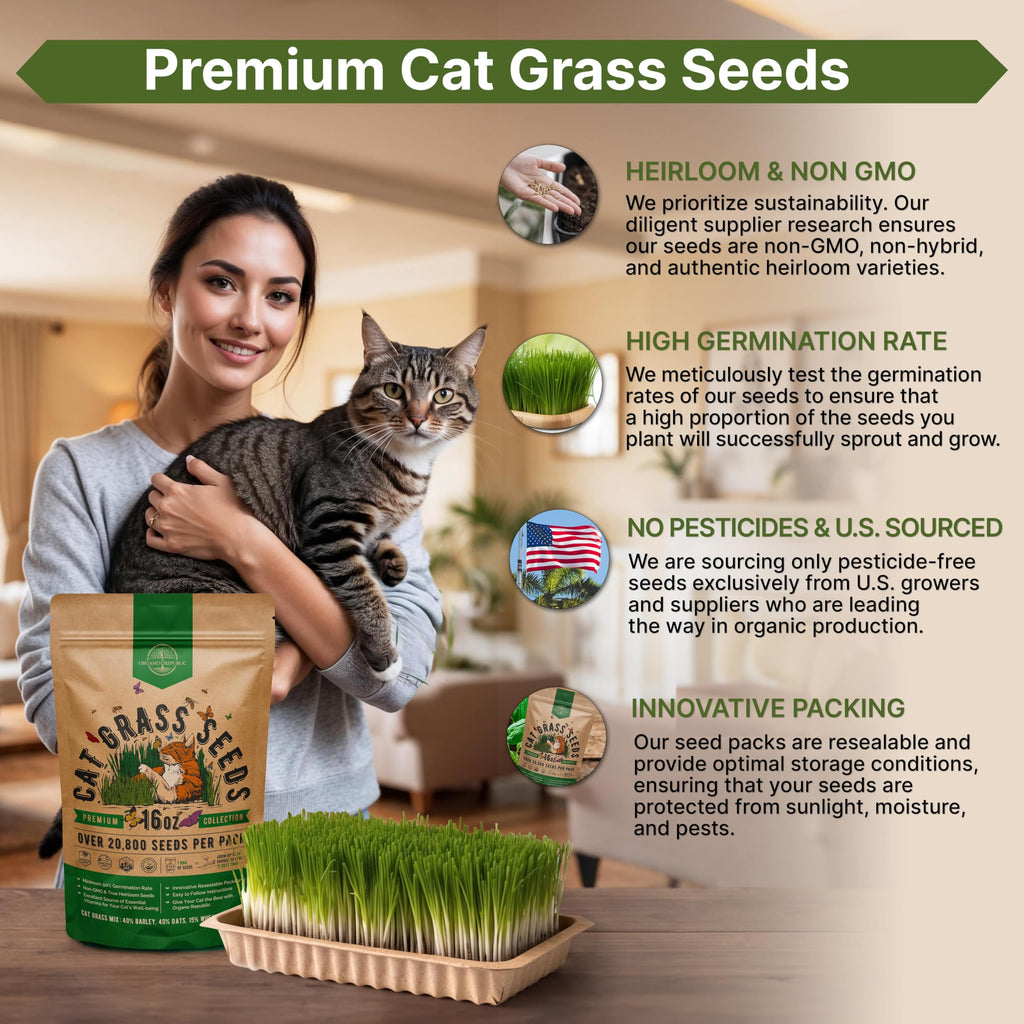 Cat Grass Seeds Mix 16 oz Non-GMO Heirloom L480142