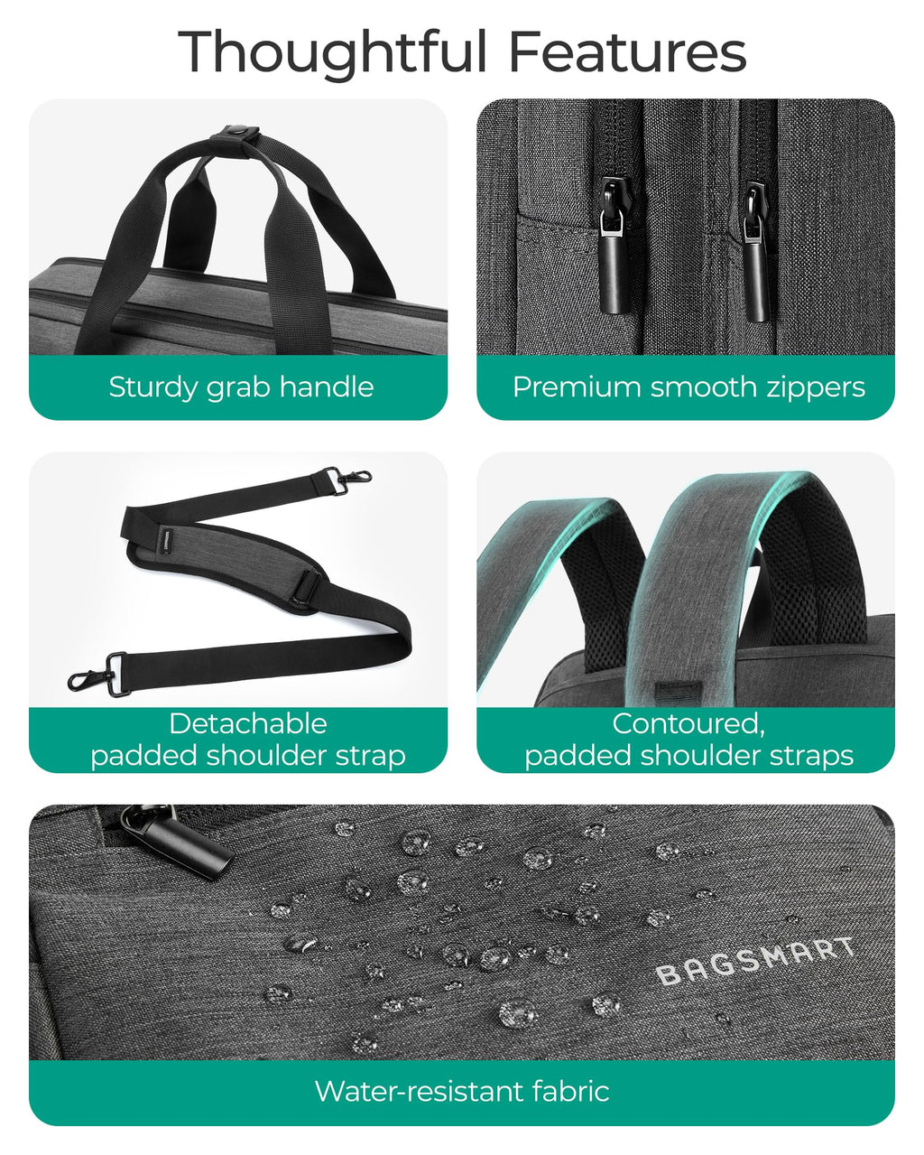 3 In 1 Laptop Bag 17.3 Inch Water-Repellent Black F770591