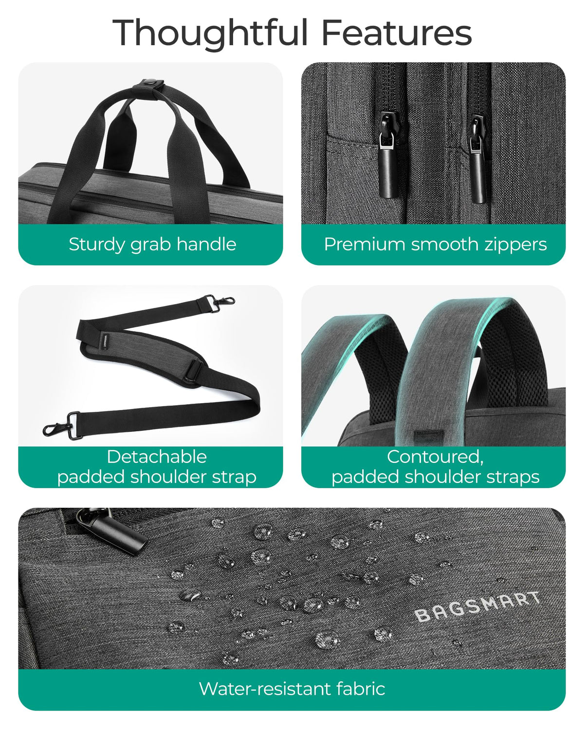 3 In 1 Laptop Bag 17.3 Inch Water-Repellent Black F770591