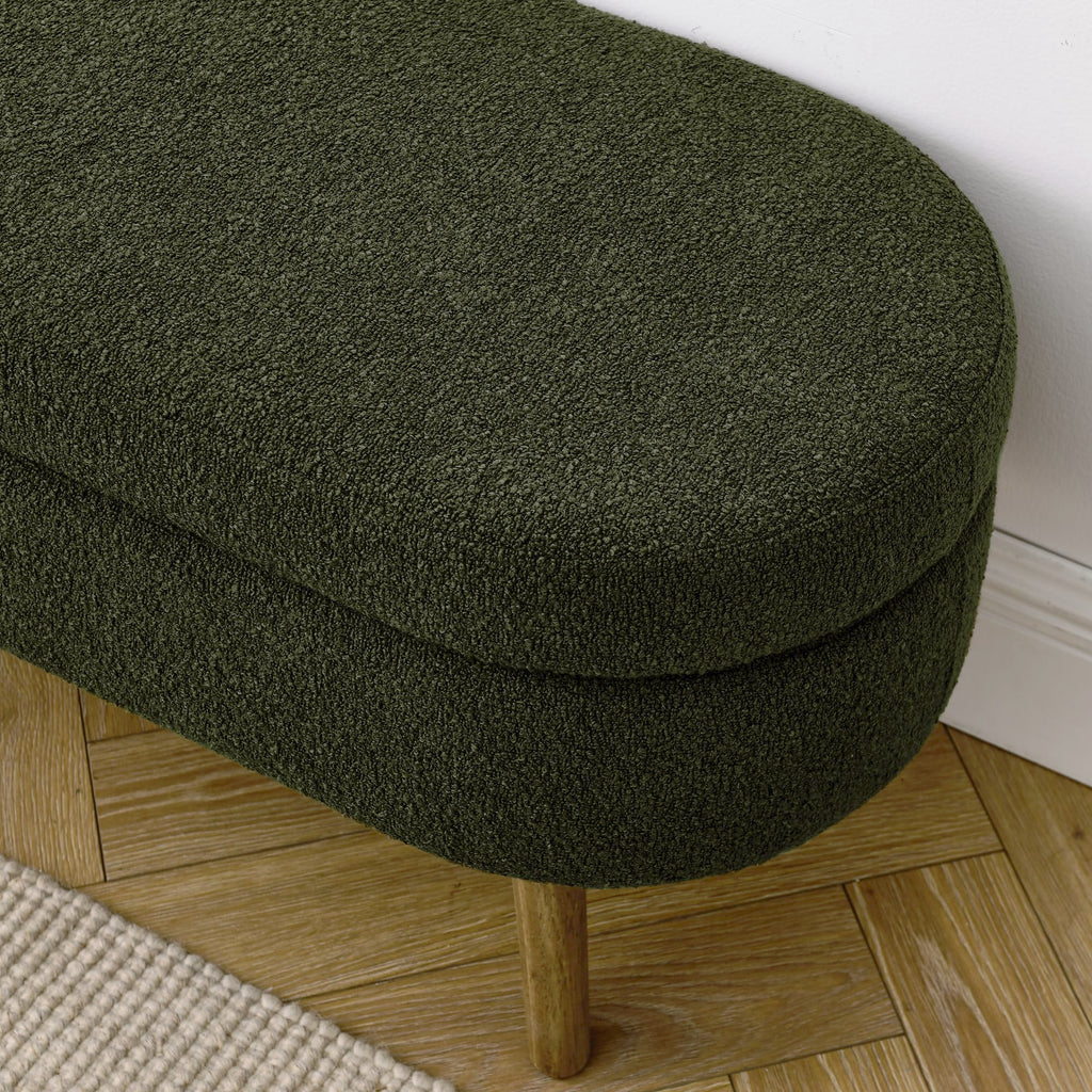 Oval Storage Bench with Rubber Wood Legs Green C58846